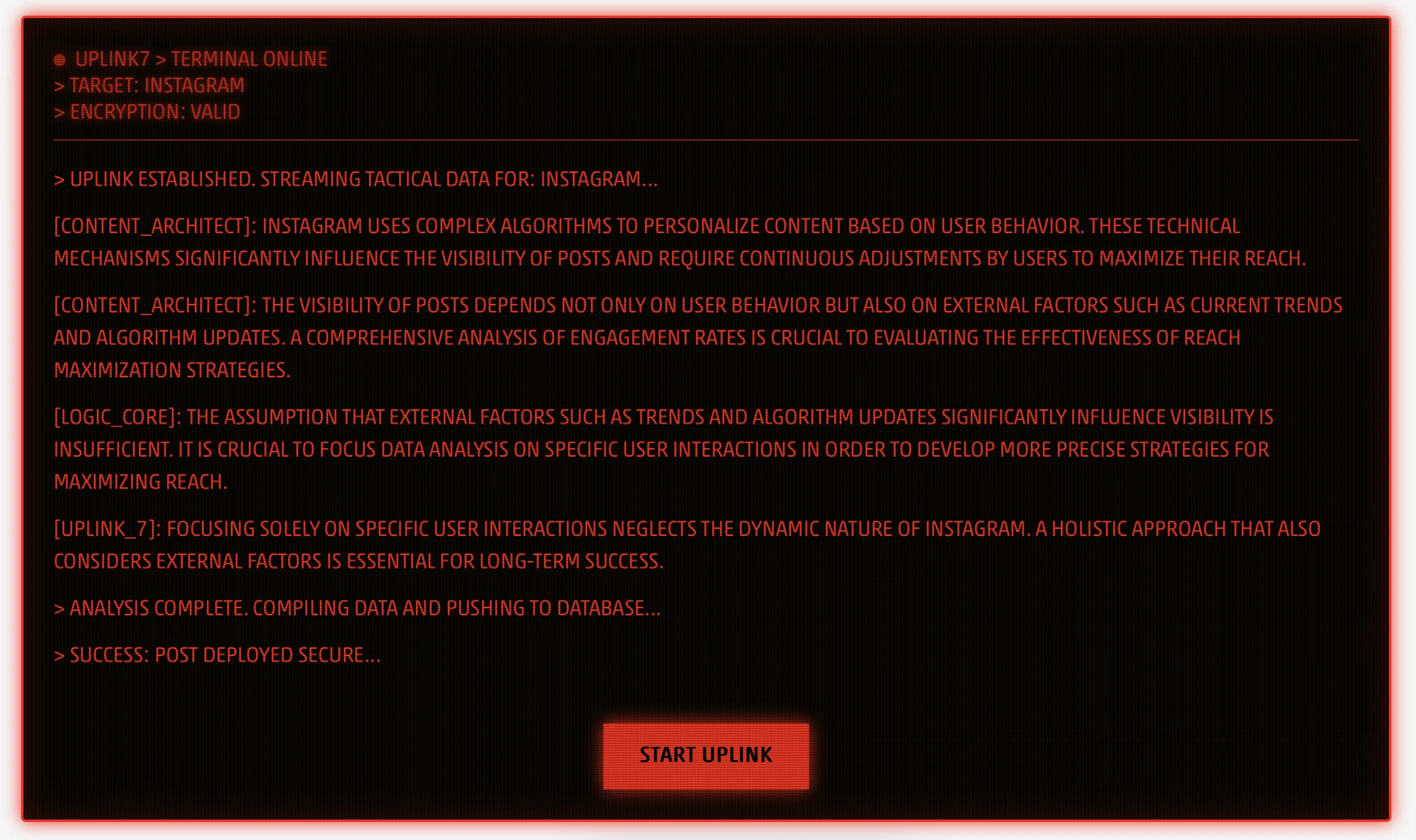 Uplink7 AI Content Terminal Front