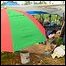 A makeshift family camp built away from the coast, Samoa