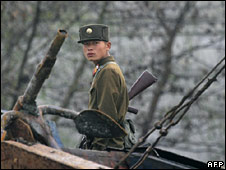 File image of North Korea soldier on border patrol, from 25 October 2006