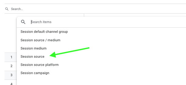 If you click the default channel group, you can select Session source to view traffic sources