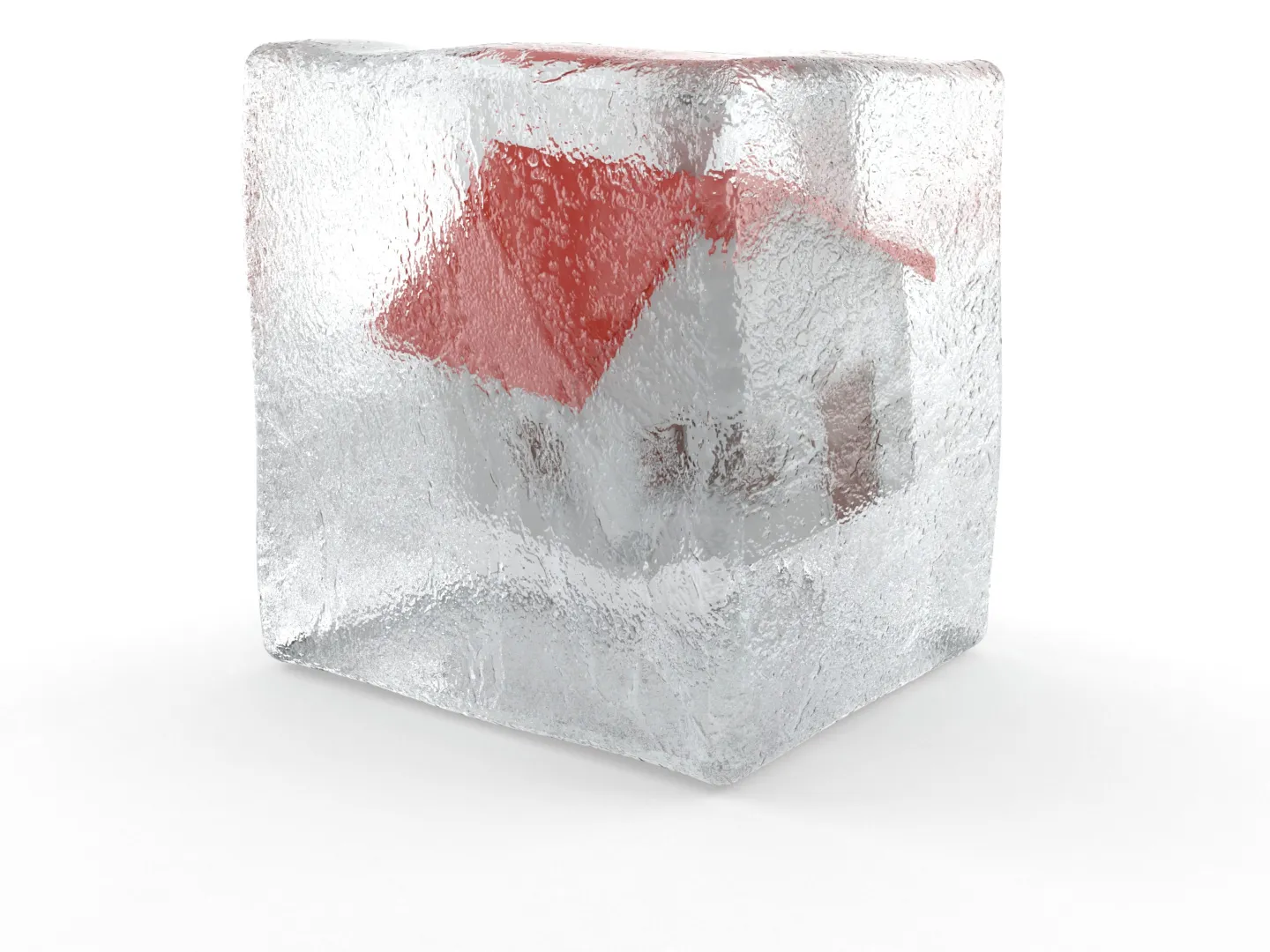 house frozen in ice cube