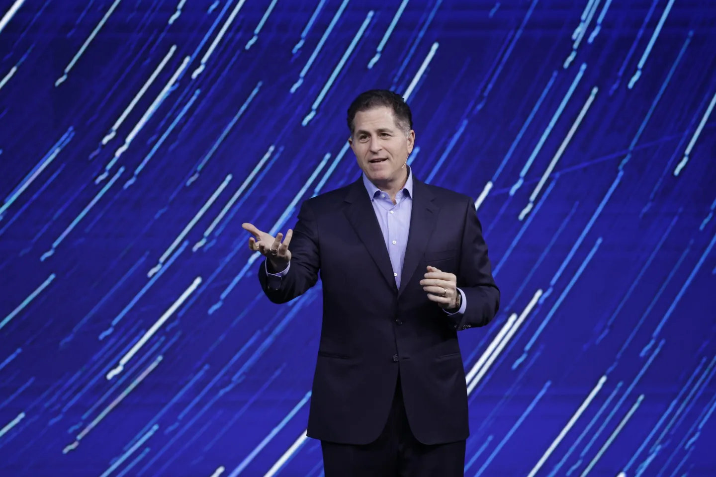 Michael Dell speaks on stage