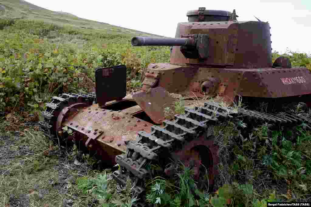 A Japanese tank rusting on one of the Kurile Islands. After losing more than 20 million Soviet citizens in World War II, the idea of returning land to an ally of Nazi Germany is unthinkable to most Russians. One politician made Russia's position clear in a 2002 statement: "[Japan] must remember they lost the war and signed an unconditional surrender; they put themselves politically and territorially at the winners' mercy."