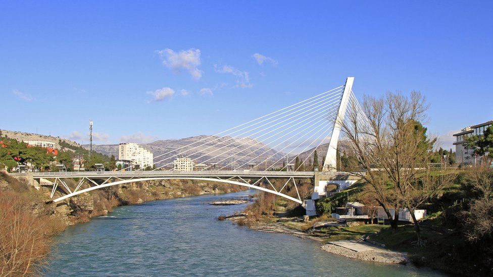 Millennium bridge in Podgorica, Montenegro
