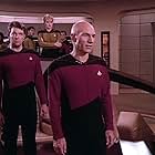 Denise Crosby, Jonathan Frakes, and Patrick Stewart in Star Trek: The Next Generation (1987)