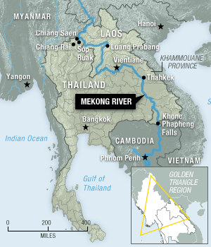 Map Of The Mekong In Thailand And Laos