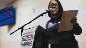 Kimberly Hardy speaks at a DNC event at the Impact Center World Tabernacle Church in Rocky Mount, N.C., on May 23, 2024.