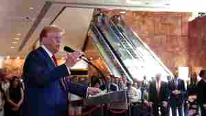 Former President Donald Trump holds a press conference following the verdict in his hush-money trial at Trump Tower in New York City on Friday. A New York jury found Trump guilty Thursday of all 34 charges of covering up a $130,000 hush money payment to adult film star Stormy Daniels to keep her story of their alleged affair from being published during the 2016 presidential election. Trump is the first former U.S. president to be convicted of crimes.