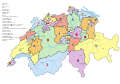 Vektorkarte der Schweiz mit allen Kantonen und Wappen als Ebenen